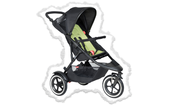 Vista de sport™ Silla de paseo de 3 ruedas para bebés y niños pequeños con sunhood y forro de asiento de color manzana