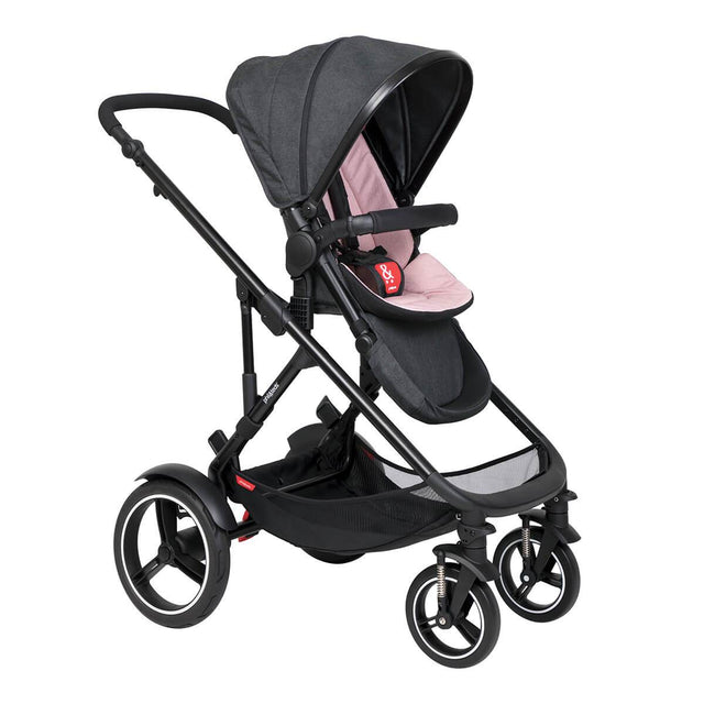 philandteds inline modular inline buggy in blush pink with seat in forward facing position 3qtr view_blush
