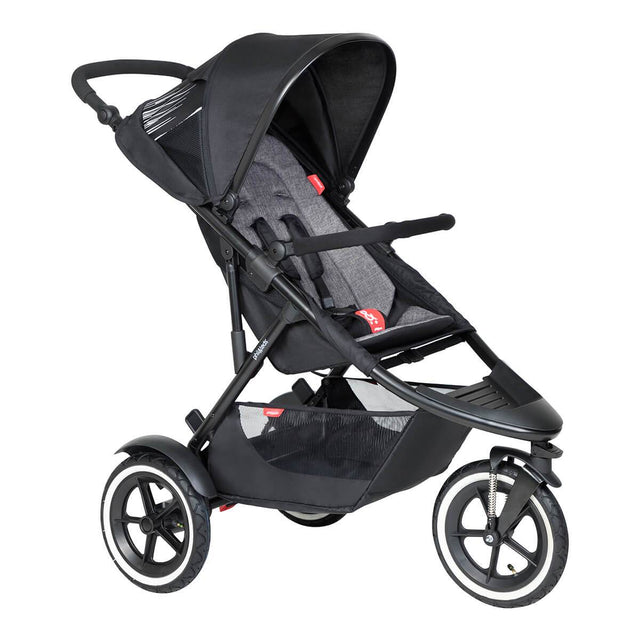 phil&teds sport inline buggy in charcoal grey 3qtr view_charcoal