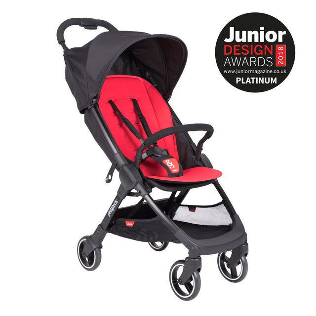 phil&teds go buggy v1 award winning compact lightweight stroller in cherry red 3qtr view_cherry