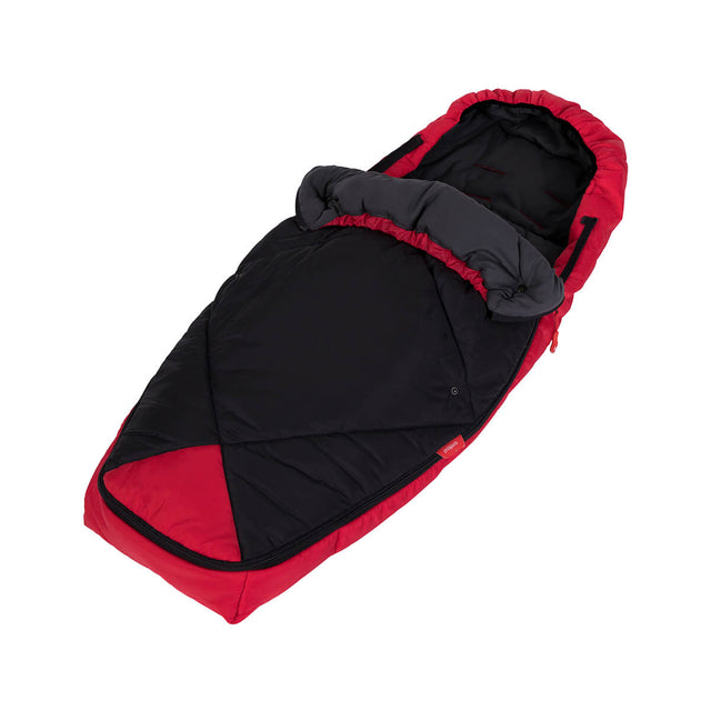 phil&teds snuggle & snooze sleeping bag mit nach unten gerolltem Oberteil in rot 3/4-Ansicht_rot