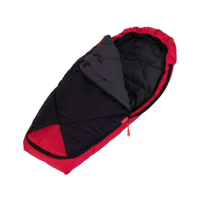 phil&teds snuggle & snooze sleeping bag with top open in red 3/4 view_red