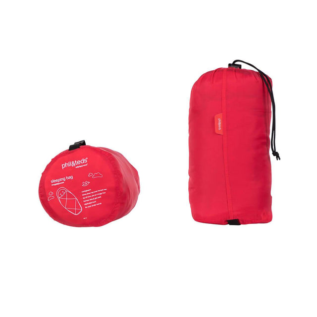phil&teds snuggle & snooze sleeping bag in rot kompakt verpackte Vorderansicht_rot