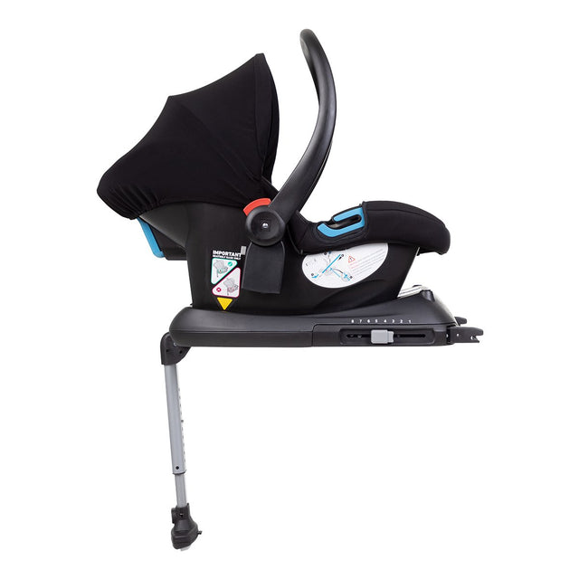 phil&teds isofix  Autositzuntergestell abgebildet mit optionalem alpha™ infant car seat  attached_black