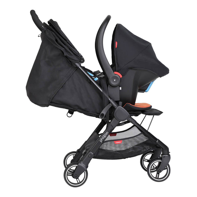 go™ 2020+ kompakter Regenschirmkinderwagen travel system mit optionalem alpha infant car seat  von der Seite