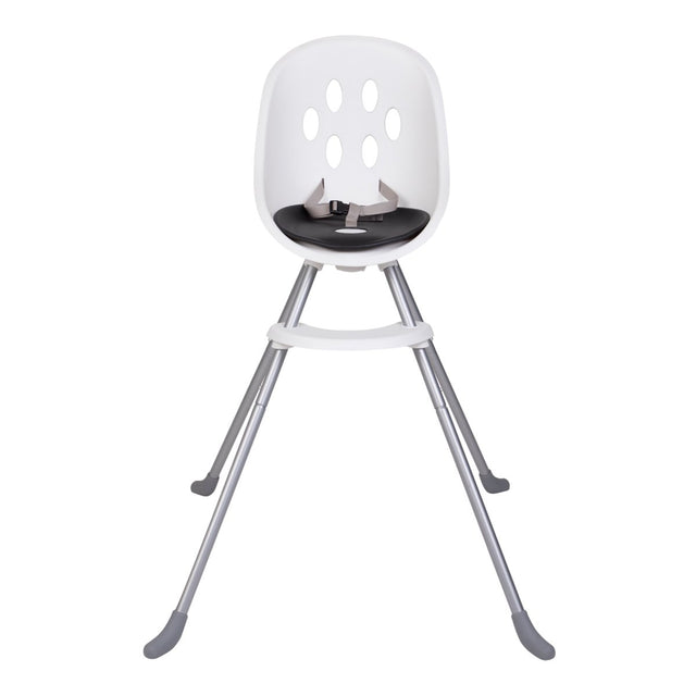 phil&teds premiada poppy silla alta mostrando la vista frontal con food tray removida para su uso en mostradores y el forro de asiento table_black