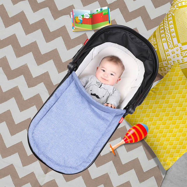 phil&teds snug carrycot with child snuggly inside top view_charcoal